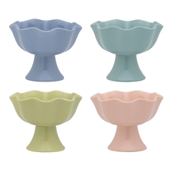 Ecology Ruffle Set of 4 Footed Bowls 12cm