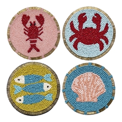 Porto Cove Set of 4 Beaded Coasters 10cm