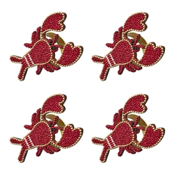 Porto Cove Set of 4 Beaded Napkin Rings Lobster