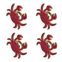 Porto Cove Set of 4 Beaded Napkin Rings Crab