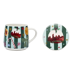 Porto 'Tis The Season Mug and Coaster Set 250ml Pudding
