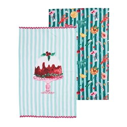 Porto 'Tis The Season Set of 2 Tea Towels Pudding
