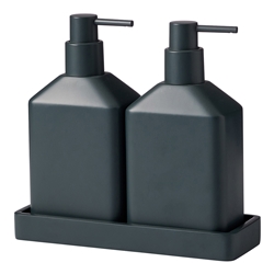 Porto Astoria Double Dispenser With Tray 500ml Coal