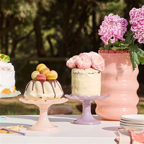 Ecology Ruffle Cake Stand Pink Salt 26cm