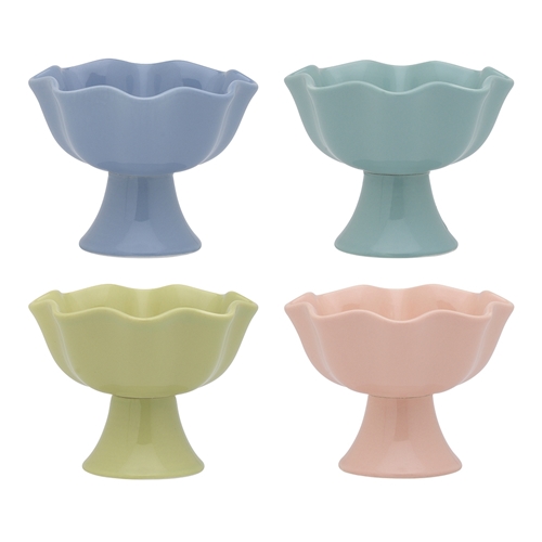 Ecology Ruffle Set of 4 Footed Bowls 12cm