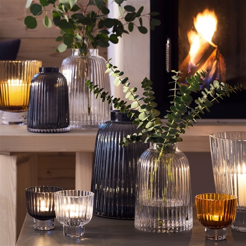 LSA Pleat Clear Vase H20cm