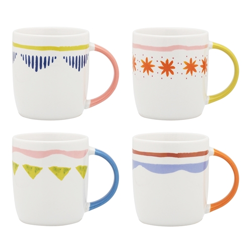 Porto Fiesta Set of 4 Mugs 300ml Assorted
