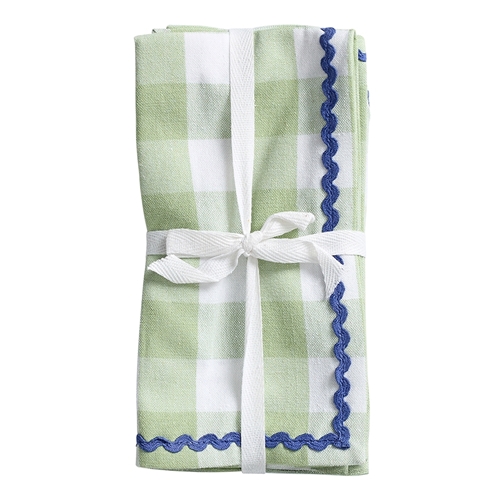 Porto Gingham Set of 4 Napkins 45cm Sage