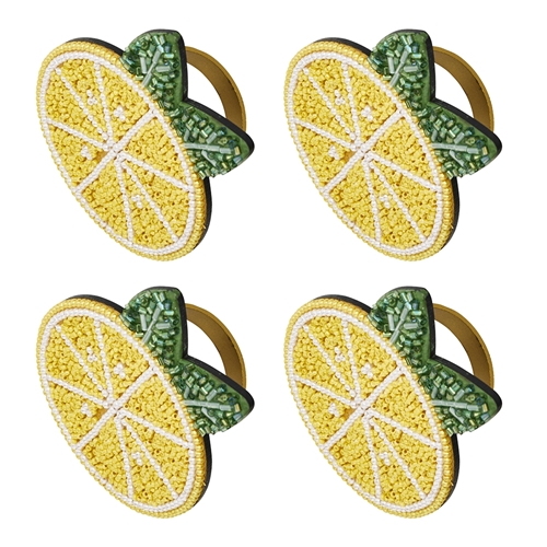 Porto Limone Set of 4 Beaded Napkin Rings