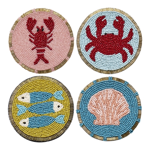 Porto Cove Set of 4 Beaded Coasters 10cm