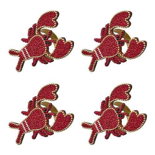 Porto Cove Set of 4 Beaded Napkin Rings Lobster