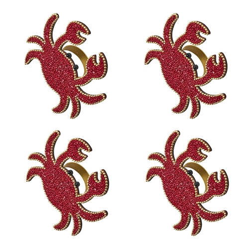 Porto Cove Set of 4 Beaded Napkin Rings Crab