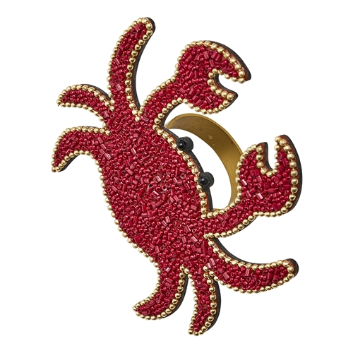 Porto Cove Set of 4 Beaded Napkin Rings Crab