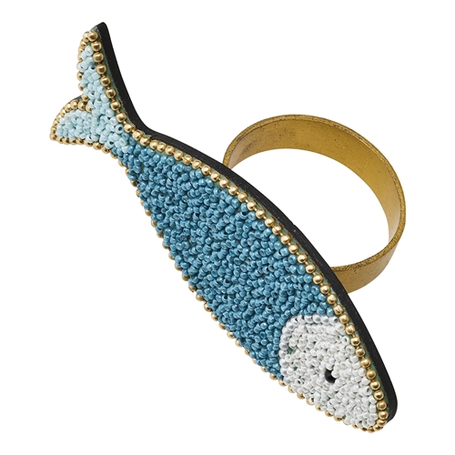 Porto Cove Set of 4 Beaded Napkin Rings Fish