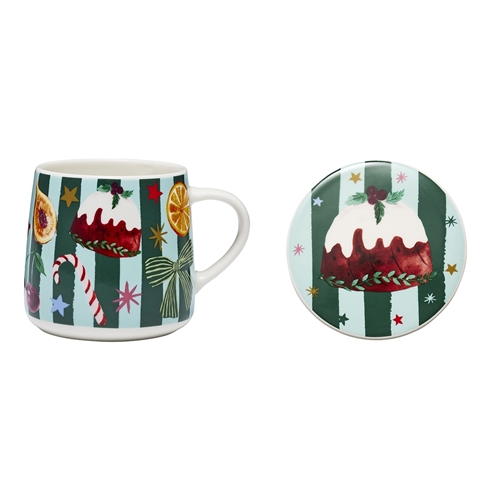 Porto 'Tis The Season Mug and Coaster Set 250ml Pudding